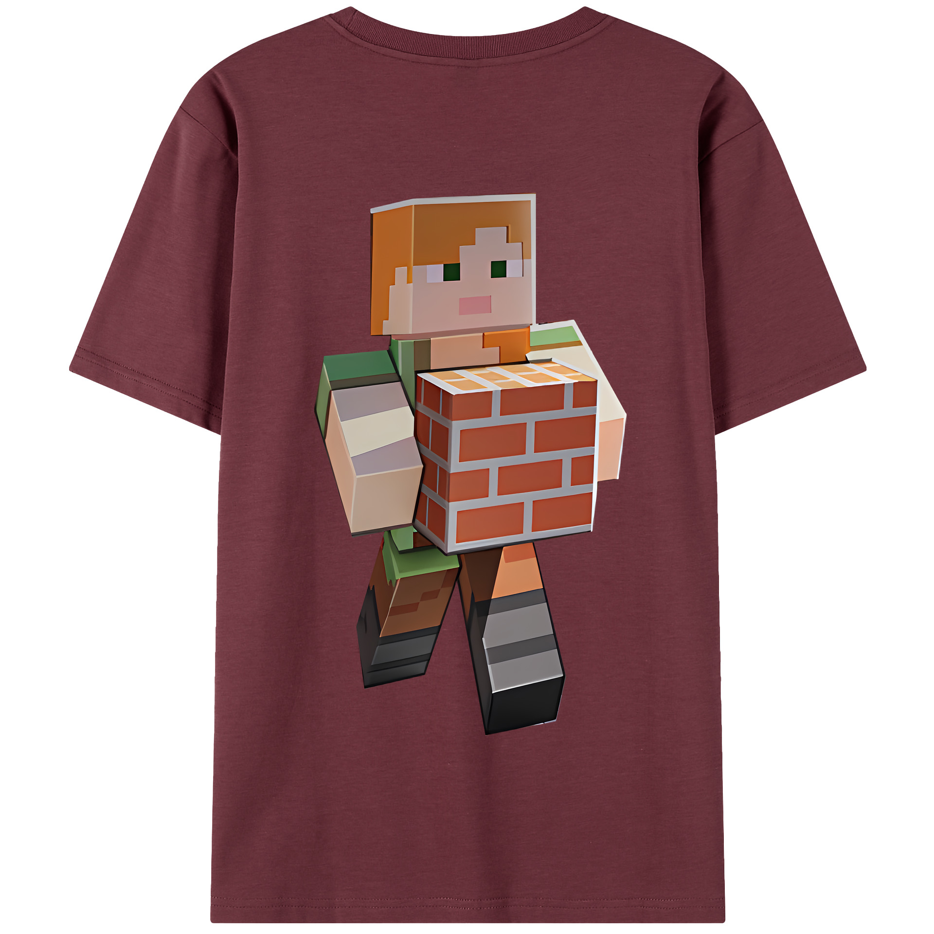 （画像用） マインクラフト ブロックの世界 Minecraft MC Block world 綿100％半袖Tシャツ（背面プリント）